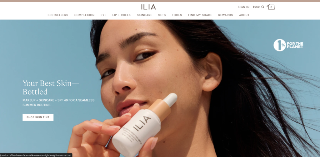 Screenshot of Ilia's homepage