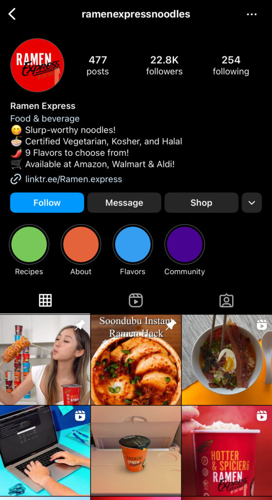 Ramen Express instagram account